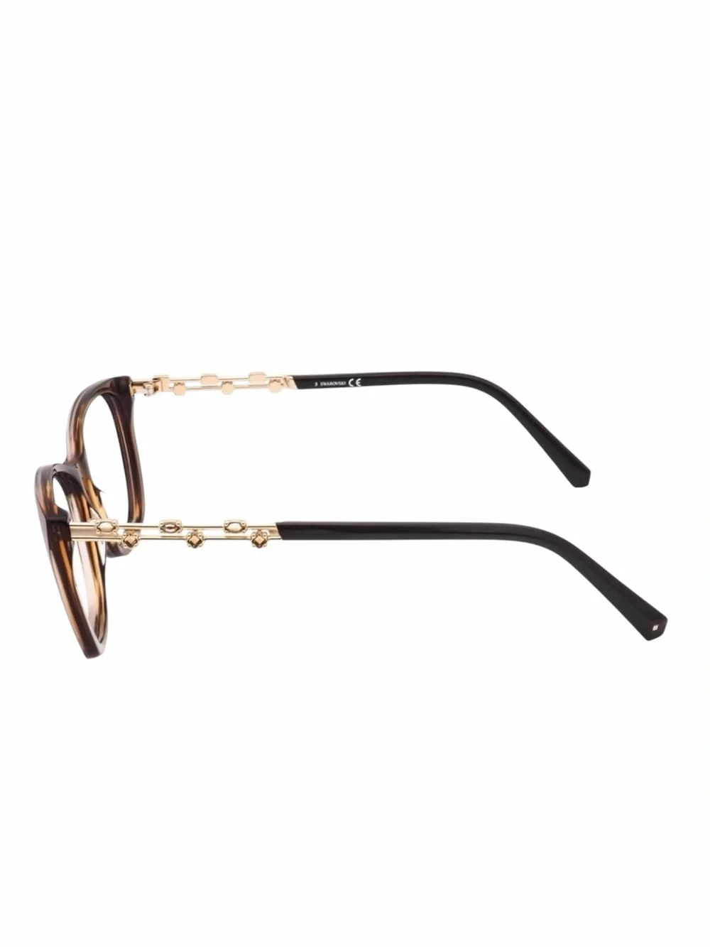 Swarovski SK5383 Cat Eye Eyeglasses NWT Brown Havana Gold Crystal Frames 54mm